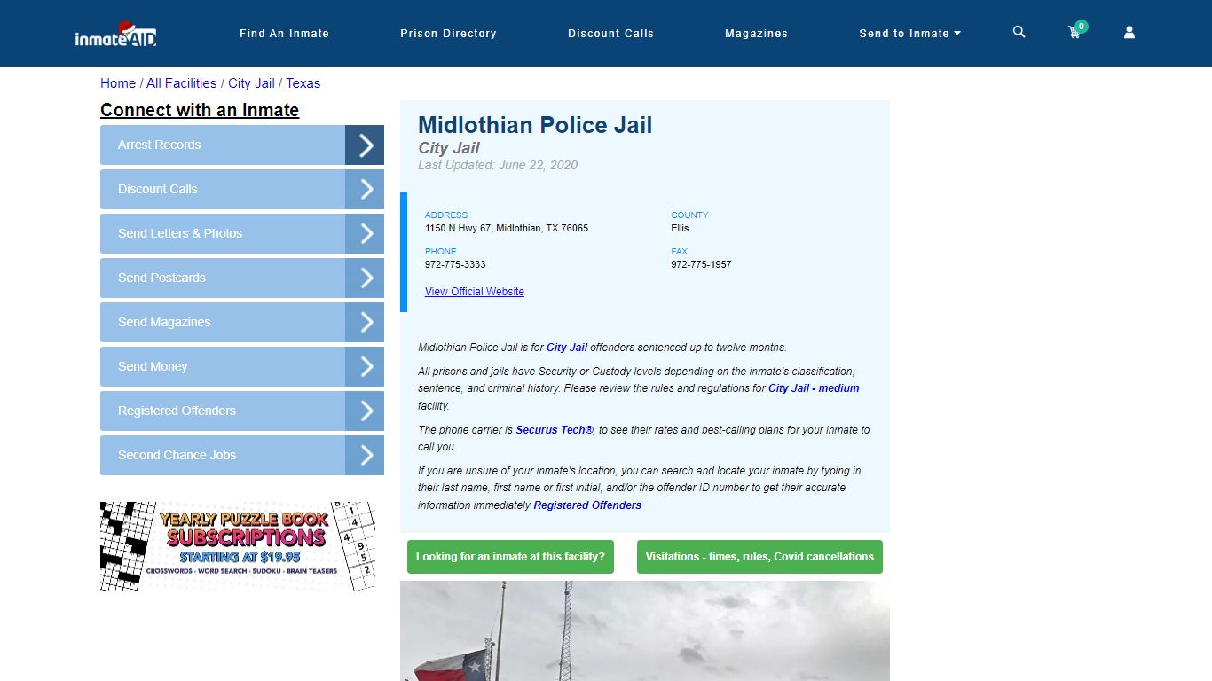 Midlothian Police Jail | Inmate Locator